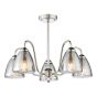Glynis 5 Light Semi-Flush Polished Nickel and Smoked Ribbed Glass