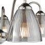 Glynis 5 Light Semi-Flush Polished Nickel and Smoked Ribbed Glass