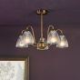 Glynis 5 Light Semi-Flush Antique Bronze and Ribbed Glass