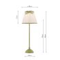 Grace Table Lamp Matt Green With Pleated Shade and Green Trim