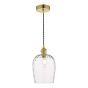 Hadano Pendant Natural Brass With Dimpled Glass Shade