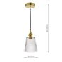 Hadano Pendant Natural Brass With Ribbed Glass Shade