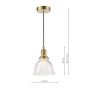 Hadano E14 Pendant Natural Brass and Domed Ribbed Glass Shade