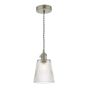 Hadano Pendant Antique Chrome With Ribbed Glass Shade