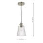 Hadano Pendant Antique Chrome With Ribbed Glass Shade