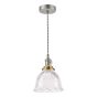 Hadano E14 Pendant Antique Chrome and Domed Ribbed Glass Shade