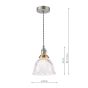 Hadano E14 Pendant Antique Chrome and Domed Ribbed Glass Shade