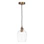 Hadano E14 Pendant Antique Bronze with Clear Dimpled Glass Shade