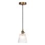 Hadano E14 Pendant Antique Bronze with Clear Ribbed Glass Shade