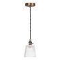 Hadano E14 Pendant Antique Bronze with Clear Ribbed Glass Shade