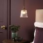 Hadano E14 Pendant Antique Bronze with Clear Ribbed Glass Shade