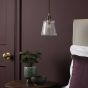 Hadano E14 Pendant Antique Bronze with Clear Ribbed Glass Shade