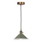 Hadano E14 Pendant Antique Bronze with Gloss Green Metal Shade 18cm