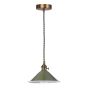 Hadano E14 Pendant Antique Bronze with Gloss Green Metal Shade 18cm
