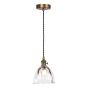 Hadano E14 Pendant Antique Bronze with Scalloped Bell Glass Shade