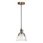 Hadano E14 Pendant Antique Bronze with Scalloped Bell Glass Shade