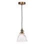 Hadano E14 Pendant Antique Bronze with Domed Ribbed Glass Shade