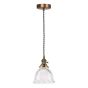 Hadano E14 Pendant Antique Bronze with Domed Ribbed Glass Shade