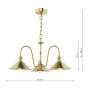 Hadano 3 Light Pendant Natural Brass and Aged Brass