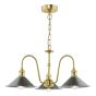 Hadano 3 Light Pendant Natural Brass and Antique Pewter