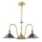 Hadano 3 Light Pendant Natural Brass and Antique Pewter
