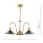 Hadano 3 Light Pendant Natural Brass and Antique Pewter
