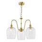 Hadano 3 Light Pendant Natural Brass and Glass