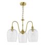 Hadano 3 Light Pendant Natural Brass and Glass