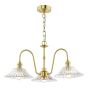 Hadano 3 Light Pendant Natural Brass and Glass