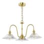 Hadano 3 Light Pendant Natural Brass and Glass
