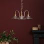 Hadano 3 Light Pendant Natural Brass and Glass