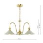 Hadano 3 Light Pendant Natural Brass and Matt Taupe