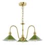 Hadano 3 Light Pendant Natural Brass and Matt Green