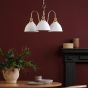 Hadano 3 Light Pendant Natural Brass and White Ceramic