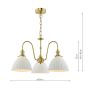 Hadano 3 Light Pendant Natural Brass and White Ceramic
