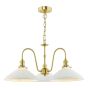 Hadano 3 Light Pendant Natural Brass and White Ceramic