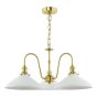 Hadano 3 Light Pendant Natural Brass and White Ceramic