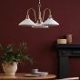 Hadano 3 Light Pendant Natural Brass and White Ceramic