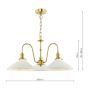 Hadano 3 Light Pendant Natural Brass and White Ceramic
