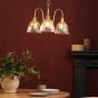 Hadano 3 Light Pendant Natural Brass and Glass