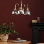 Hadano 3 Light Pendant Natural Brass and Glass