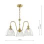 Hadano 3 Light Pendant Natural Brass and Glass
