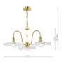 Hadano 3 Light Pendant Natural Brass and Glass
