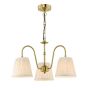 Hadano 3 Light Pendant Natural Brass With Natural Linen Pleated Shades