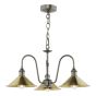 Hadano 3 Light Pendant Antique Chrome and Aged Brass