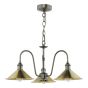 Hadano 3 Light Pendant Antique Chrome and Aged Brass