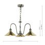 Hadano 3 Light Pendant Antique Chrome and Aged Brass