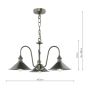 Hadano 3 Light Pendant Antique Chrome and Antique Pewter