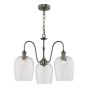 Hadano 3 Light Pendant Antique Chrome and Glass
