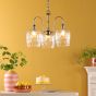 Hadano 3 Light Pendant Antique Chrome and Glass